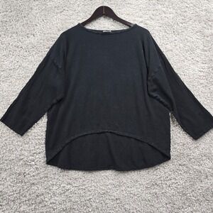 Oh My Gauze Womens Cotton Pullover Top Size 1 S/M Black Lagenlook Boho READ